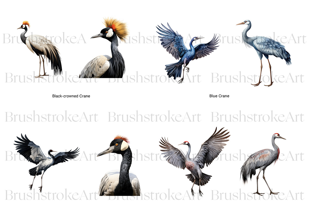 Crane Clipart, Crowned Crane, Birds, an Animal Illustration by BrushstrokeArtGB (Photo 2 of 9)