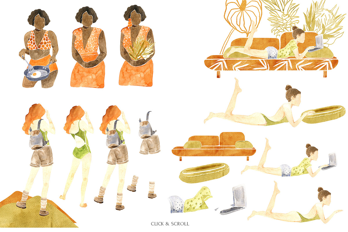 Female Nature Watercolor Set, a Work Illustration by Cat In Colour (Photo 4 of 6)