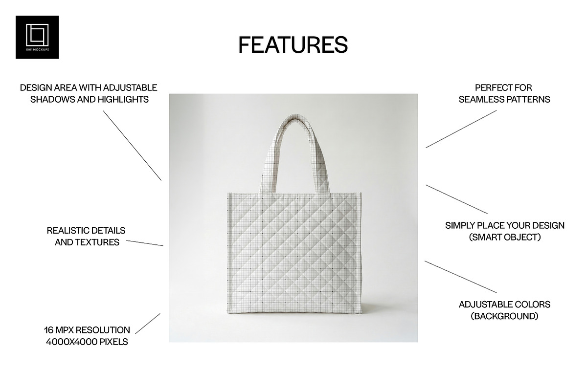 Quilted Tote Bag Mockup PSD, a Product Mockup by 1001 mockups (Photo 2 of 10)