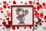 Valentine Cute Quirky Girl Clipart, an Illustration by RobertsArt (Thumbnail 5 of 7)