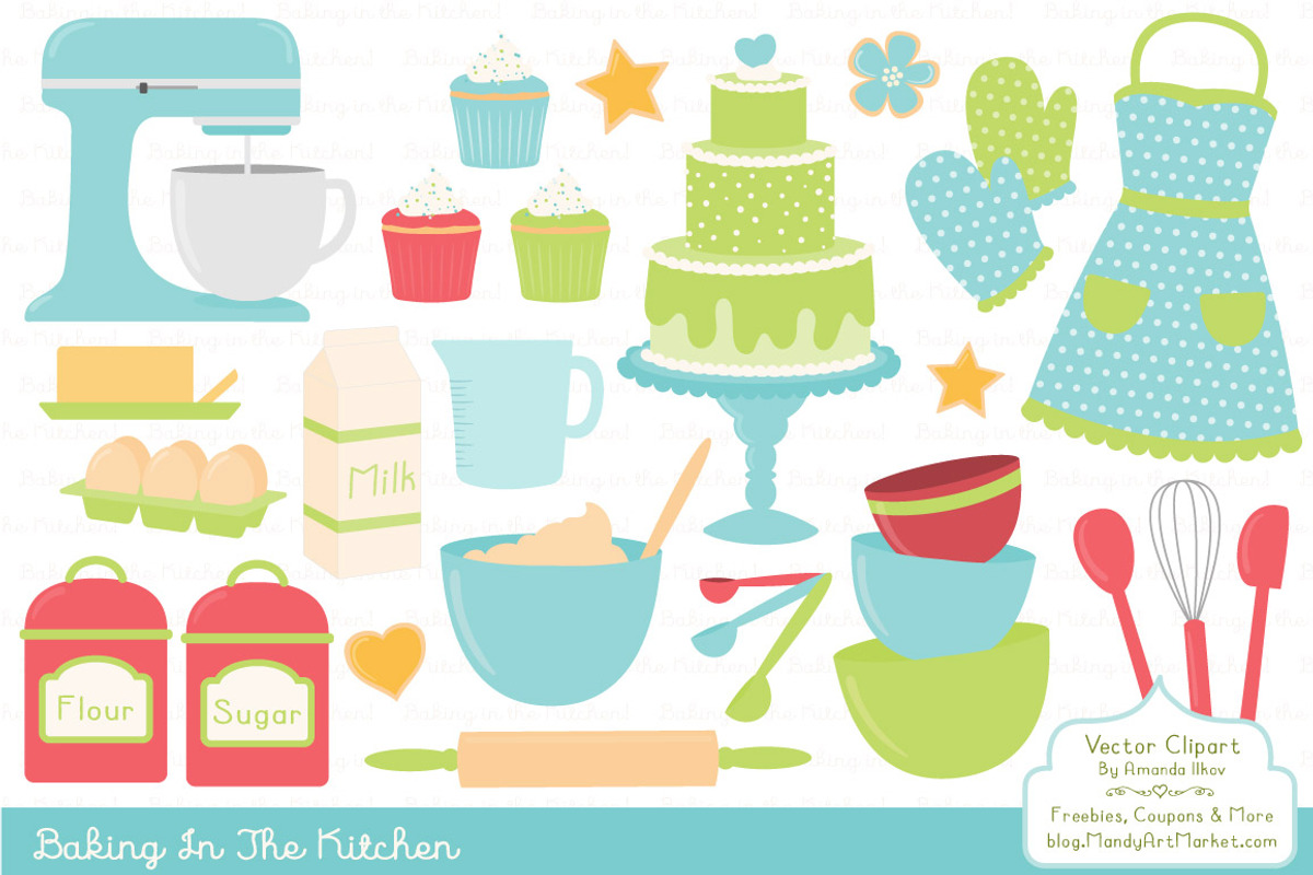 Bright Baking Kitchen Vector Clipart, an Illustration by Amanda Ilkov (Photo 1 of 4)