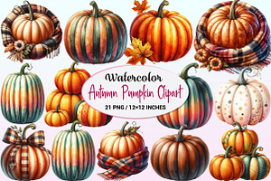 Watercolor Autumn Pumpkin Clipart, a Graphic by CitraGraphics
