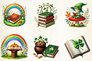 St Patrick's Day Reading Clipart, a Seasonal Illustration by DreamArtGraphic (Thumbnail 5 of 5)