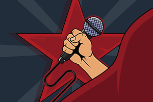 Fist gripping a microphone vector, a Decorative Illustration by zyxroun shop