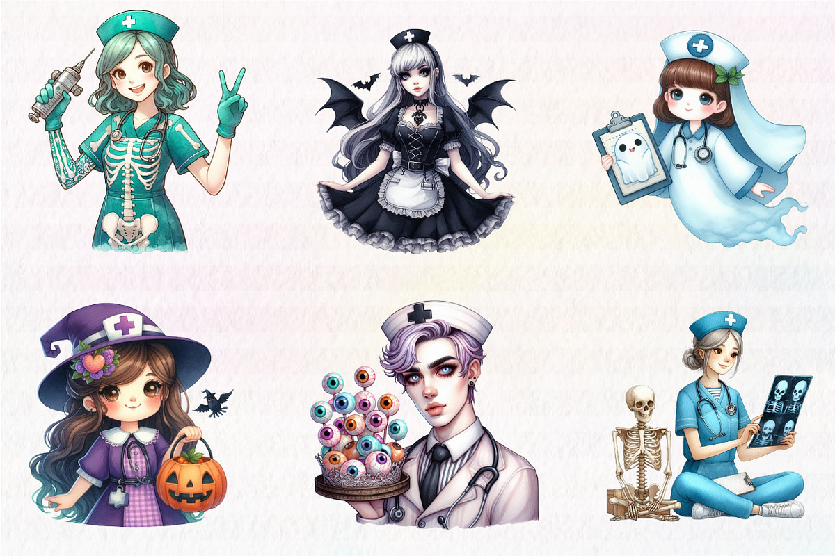 Halloween Nurse PNG Sublimation Clip, an Illustration by CreationArt (Photo 3 of 5)