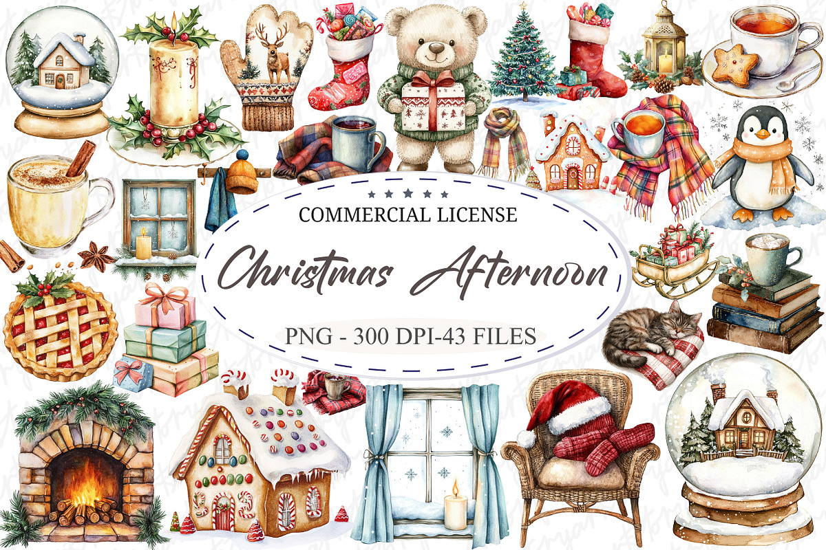 Cozy Christmas Afternoon Clipart, an Illustration by designcity5 (Photo 1 of 5)