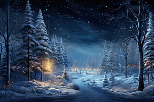 Winter forest at Christmas night, dr