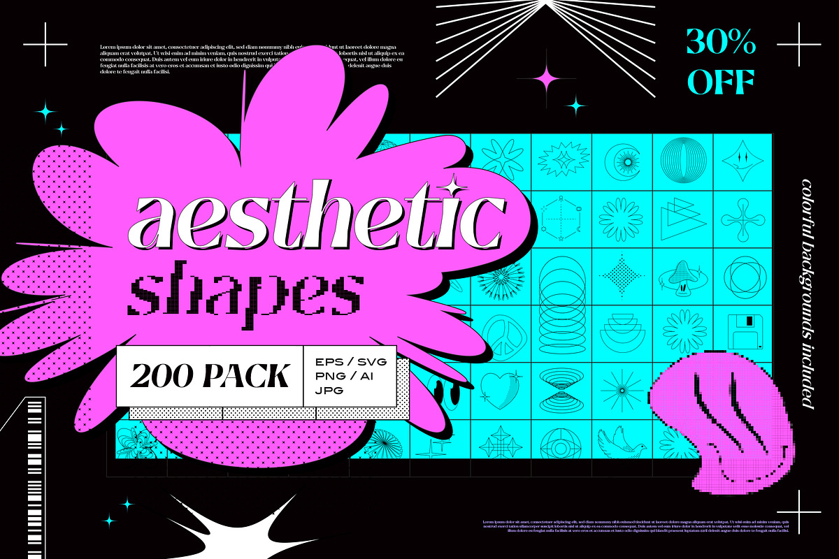 Aesthetic Shapes Pack - 200 Elements, a Graphic by Ckybe's Corner (Photo 1 of 12)