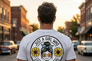 Just A Girl Who Loves Sunflowers PNG, a Shirt Mockup by Vector Stall (Thumbnail 2 of 15)