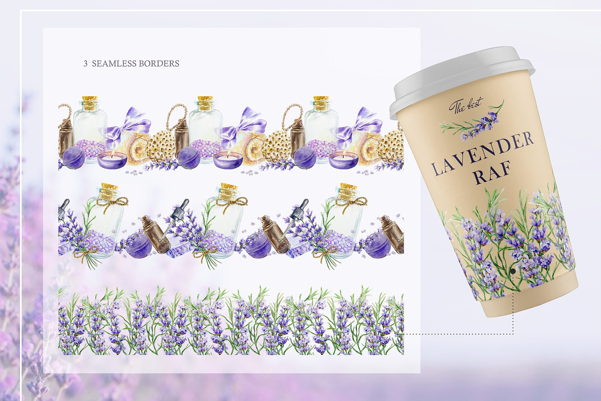 Lavender. Watercolor clip art., a Decorative Illustration by Farida Bik (Photo 8 of 14)