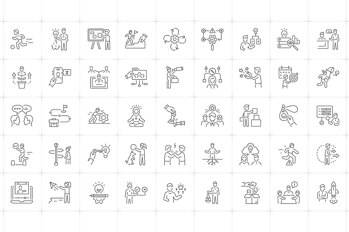 Training and Coaching Icon Set, an Outline Icon by Prosymbols