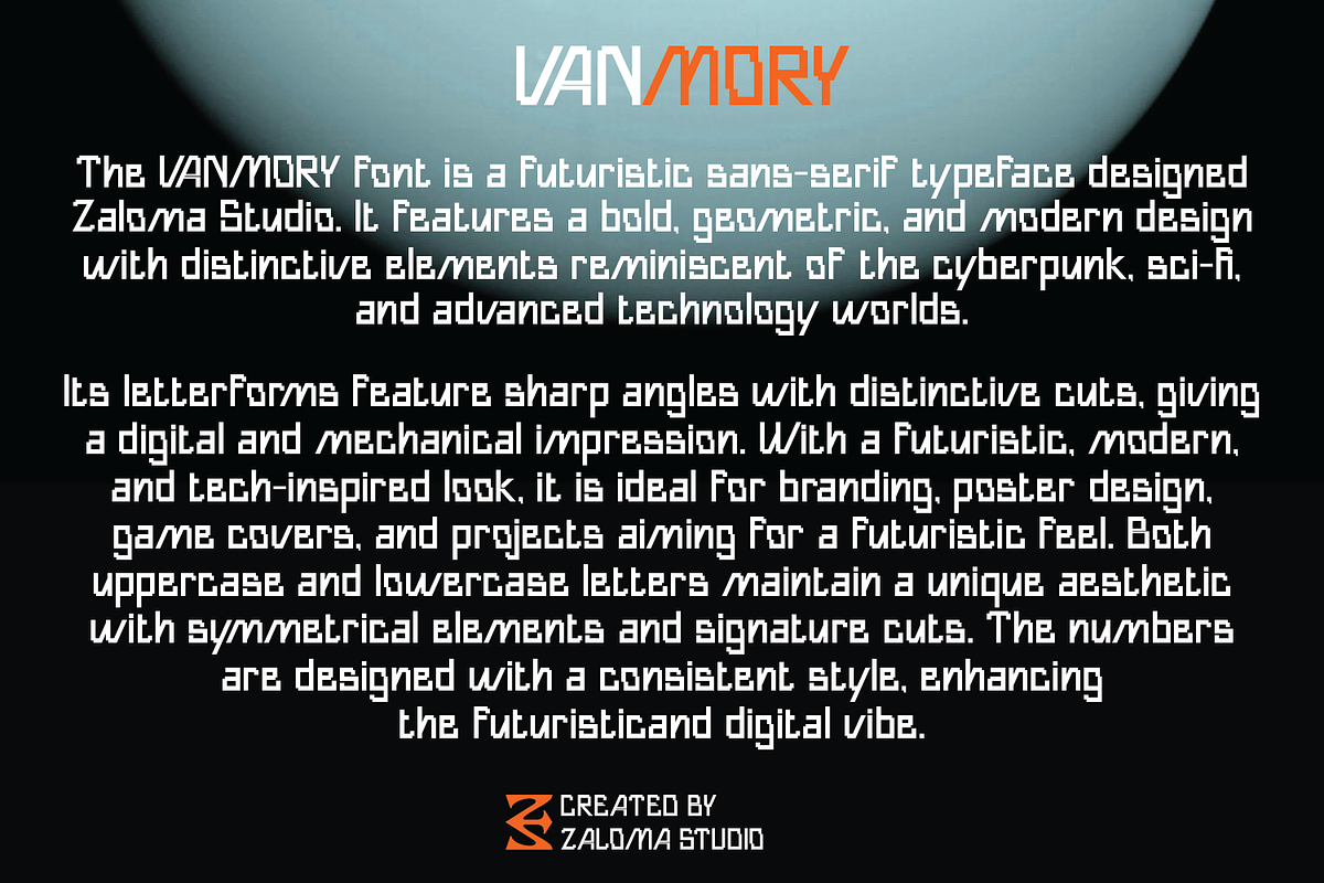 Vanmory, a Sans Serif Font by Zaloma Studio (Photo 2 of 13)