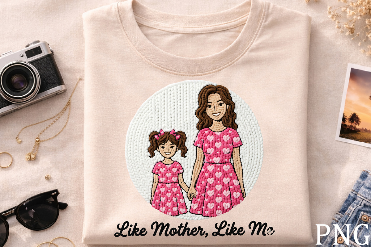 Like Mother Like Me Embroidery PNG, an Illustration by CrexoraLab (Photo 2 of 4)