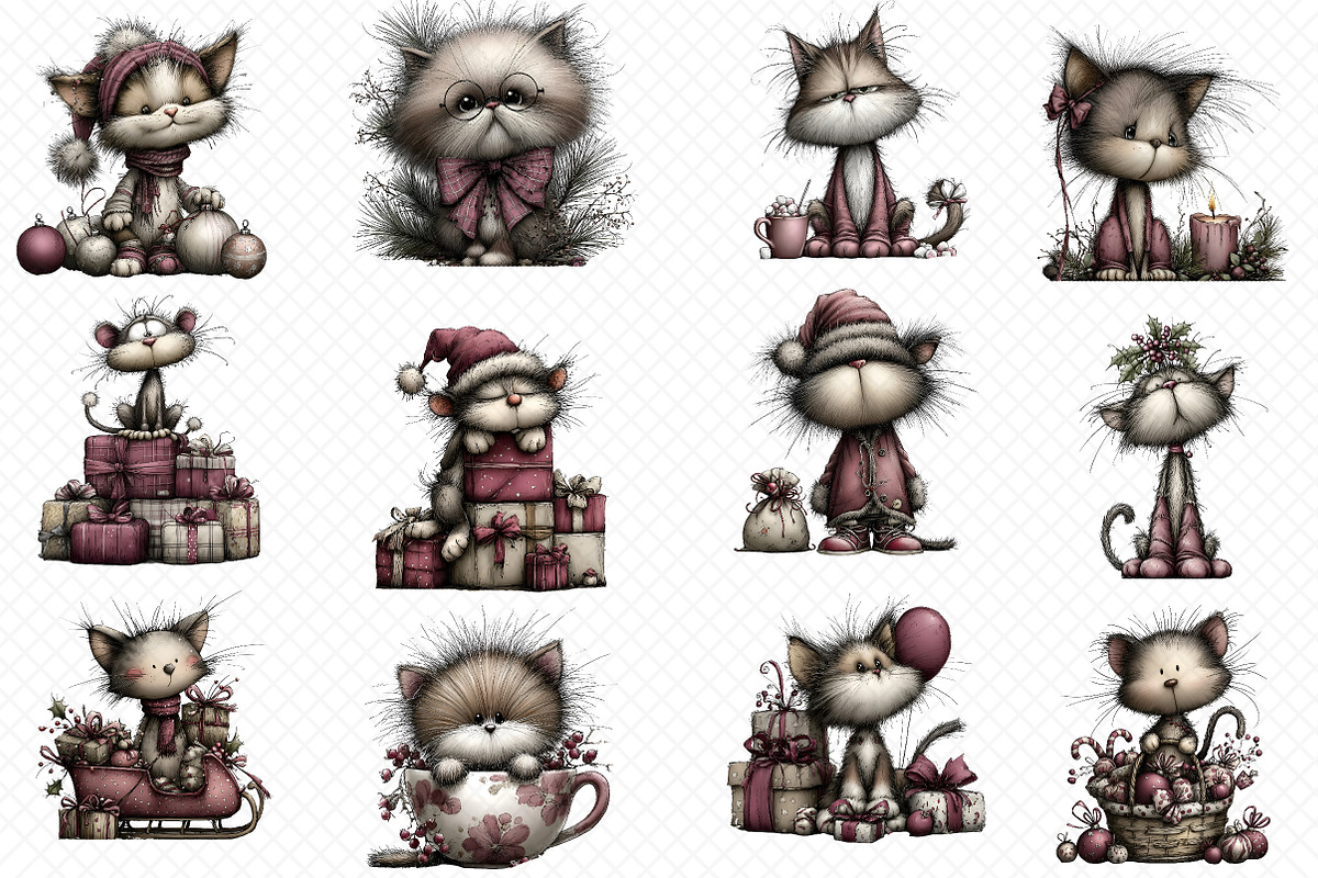 Whimsical christmas cat, an Illustration by cherrydesign (Photo 1 of 3)