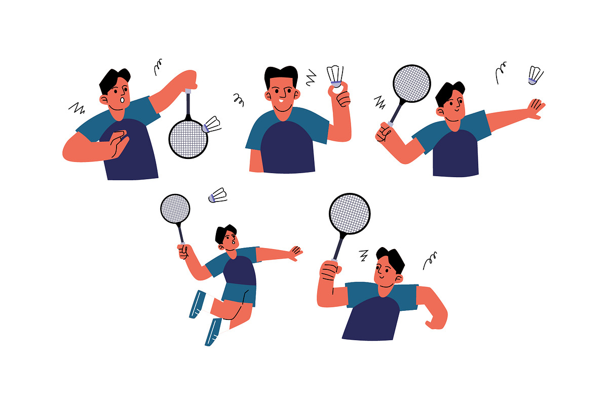 Character Badminton Man Vol 1, a Sport Illustration by SLAB! Design (Photo 3 of 3)