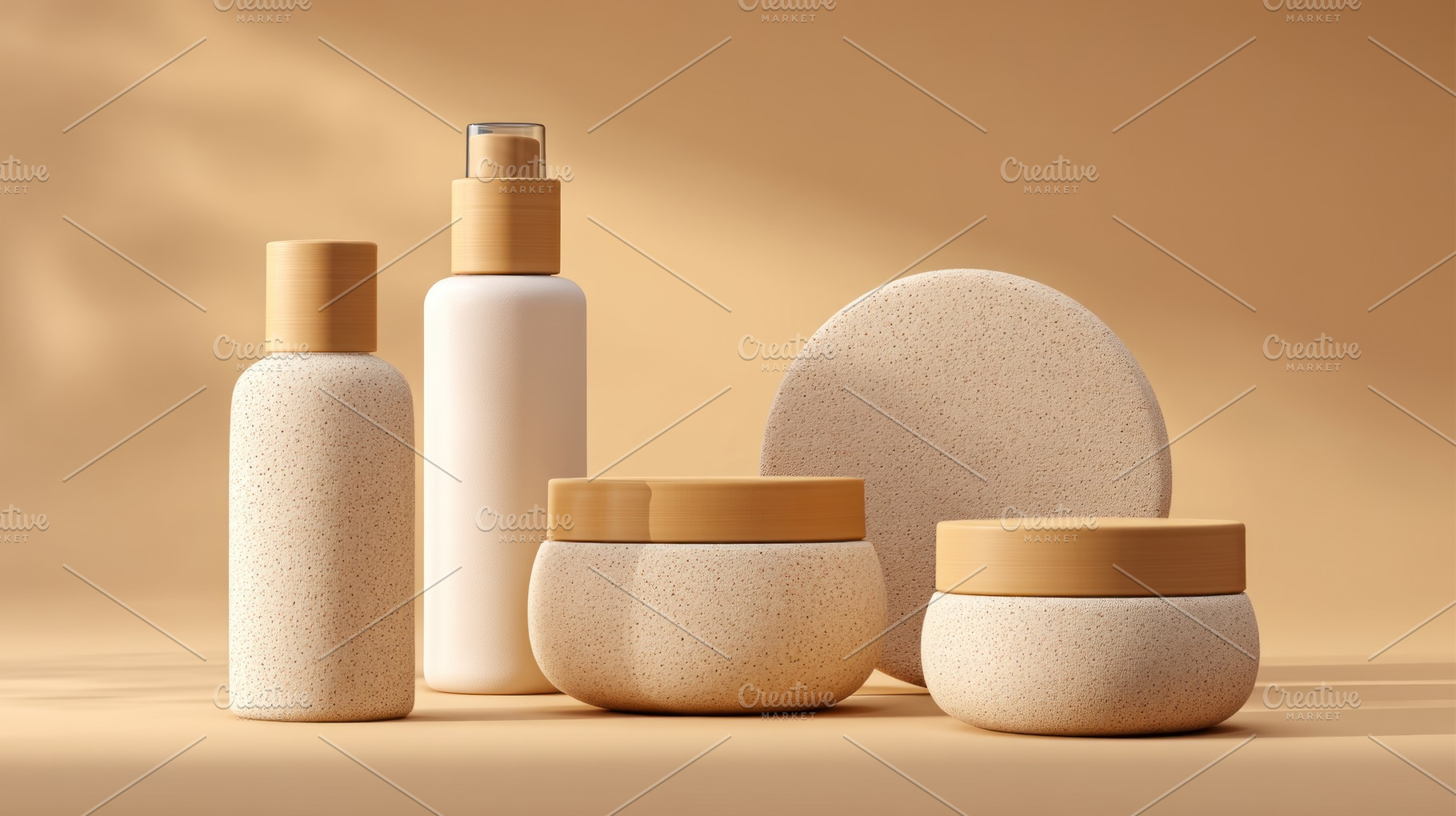 Minimalist skincare product packaging with natural textures and, an Abstract Photo by José Manuel Gelpi