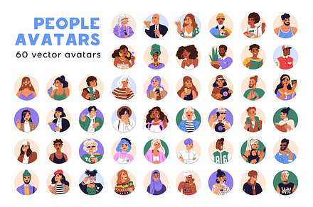Face avatars of diverse people set, a Person Illustration by Good Studio