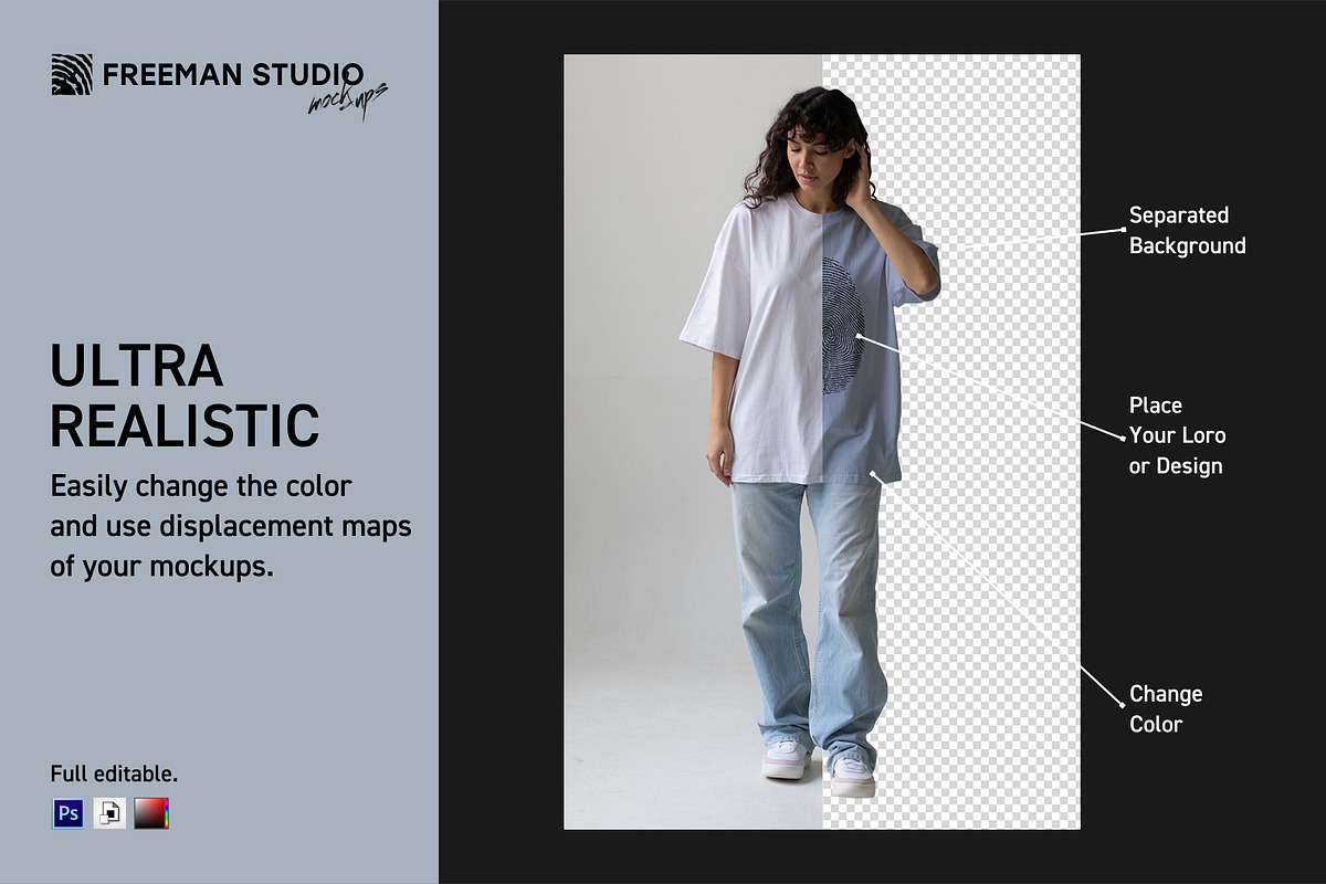 T-Shirt Mock-Up Set, a Shirt Mockup by Freeman Studio (Photo 3 of 13)