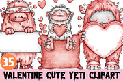 Watercolor Valentine Cute Yeti, a Graphic by CitraGraphics (Thumbnail 1 of 4)