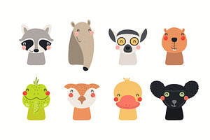 Cute animals set, an Animal Illustration by sceptical cactus