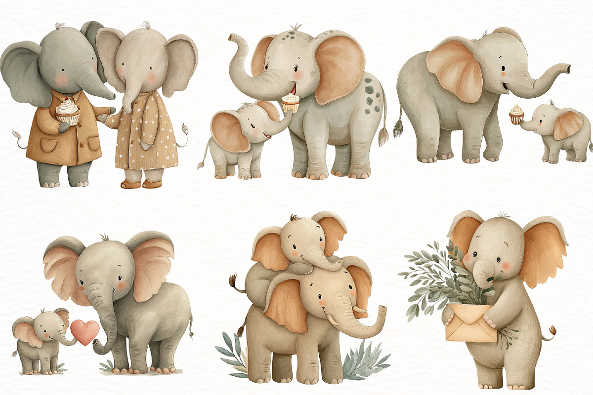 Elephant Mother's Day Elephant Clipa, an Illustration by Designworld (Photo 2 of 7)