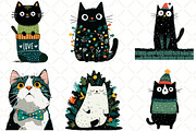 Christmas Cat Clipart, an Animal Illustration by Black Bird Studio (Thumbnail 6 of 6)