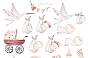 Retro Baby Shower Set, an Object Illustration by SirenaArt (Thumbnail 3 of 21)