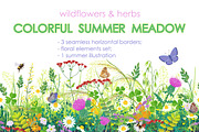 Summer Meadow Plants  and Insects, a Decorative Illustration by Valentyna Smordova (Thumbnail 1 of 4)