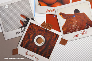 5 Instant Photos With Tape Mockup