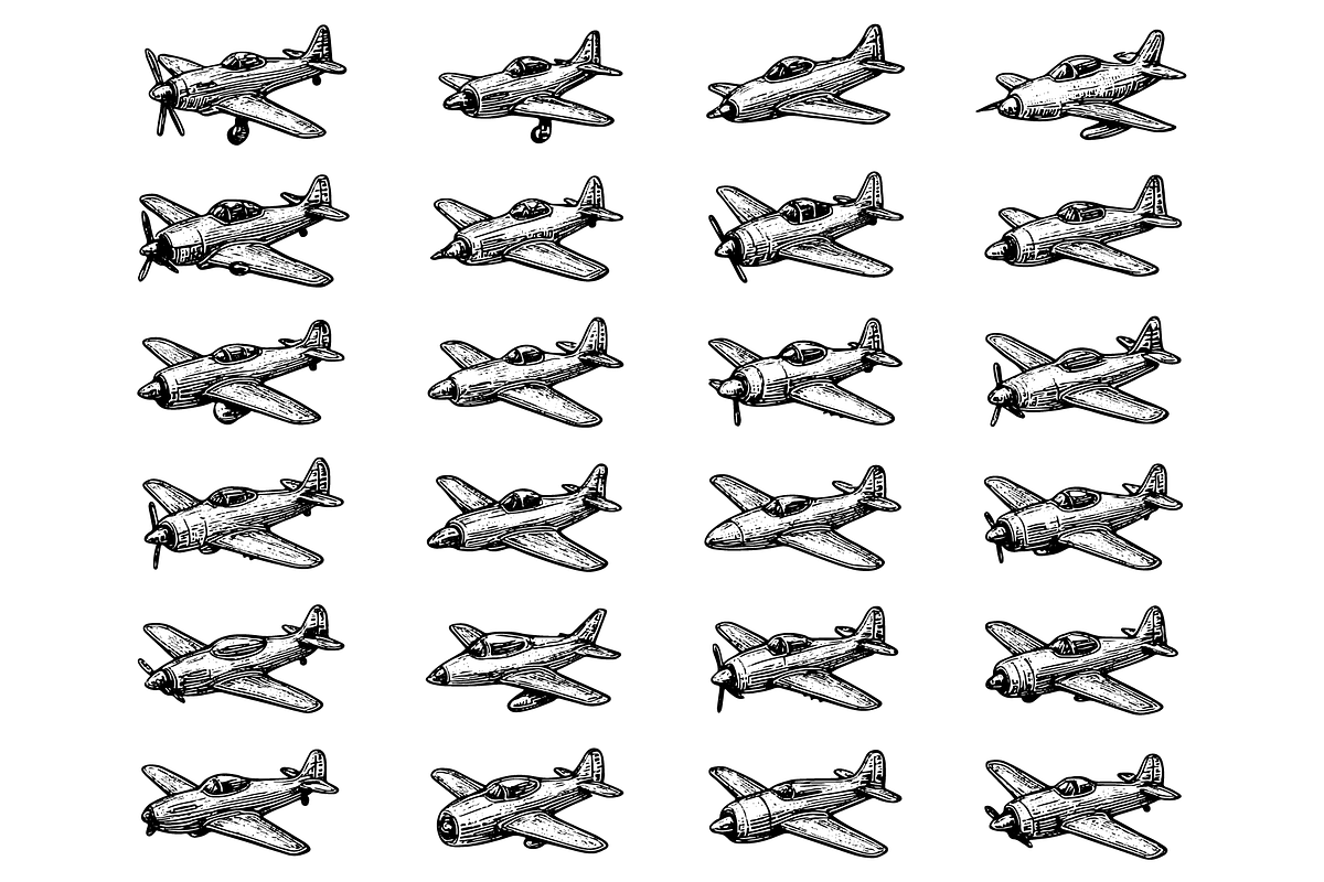 Airplane Vector Collection, an Object Graphic by nikagraphic