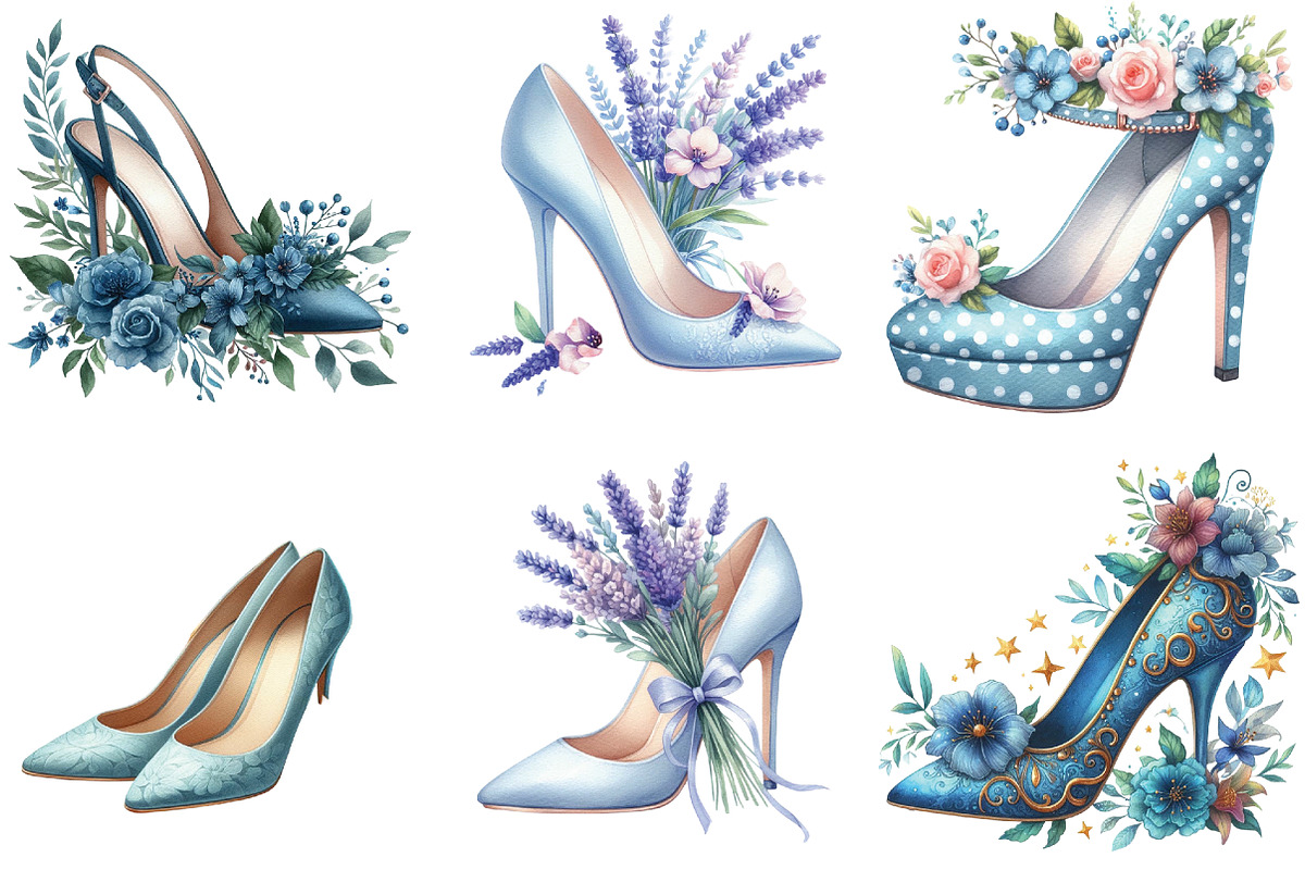 Blue High Heels with Beautiful Flowe, an Illustration by DreamArtGraphic (Photo 3 of 5)
