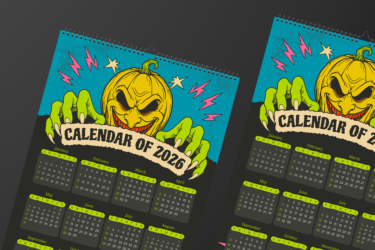 Horror Wall Calendar 2026, a Print Template by Annora Studio (Photo 3 of 6)