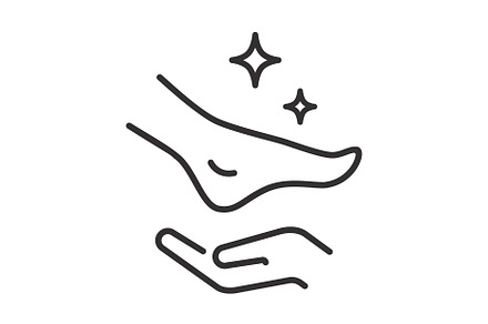 foot care icon, hand with leg, an Outline Icon by 007NATALIIA