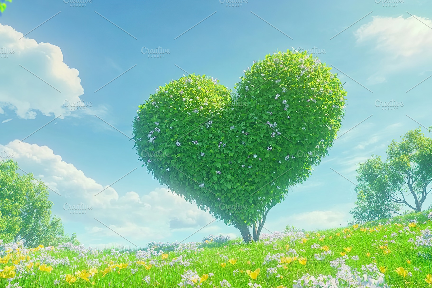 Green tree in shape of heart, a Nature Photo by AlyaAnd