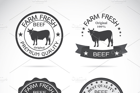Set Of Vector Cow Labels
