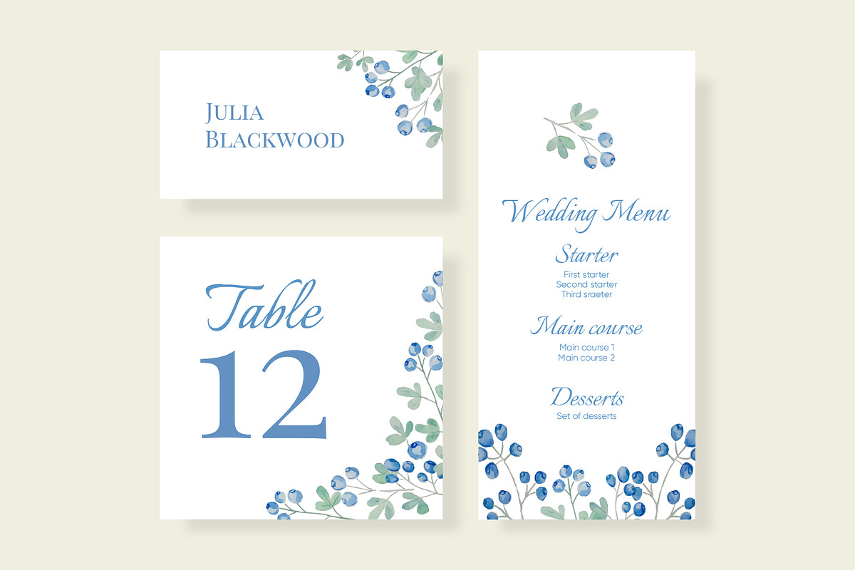 Watercolor wedding invitation set, an Invitation Template by Idressart (Photo 4 of 7)