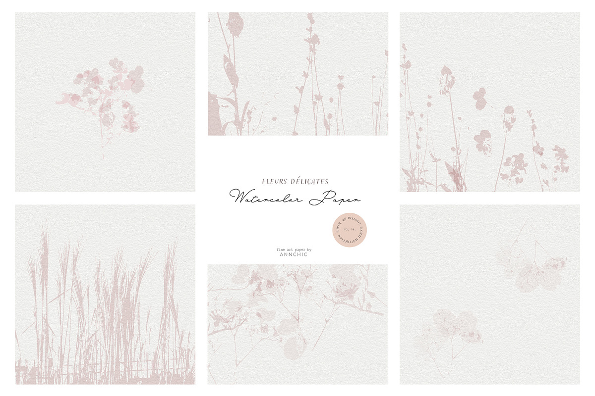 Watercolor floral paper collection, a Texture Graphic by Anna Sokol (Photo 6 of 10)