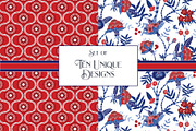 Red & Blue Digital Patterns, a Pattern Graphic by RachelStudio (Thumbnail 2 of 6)