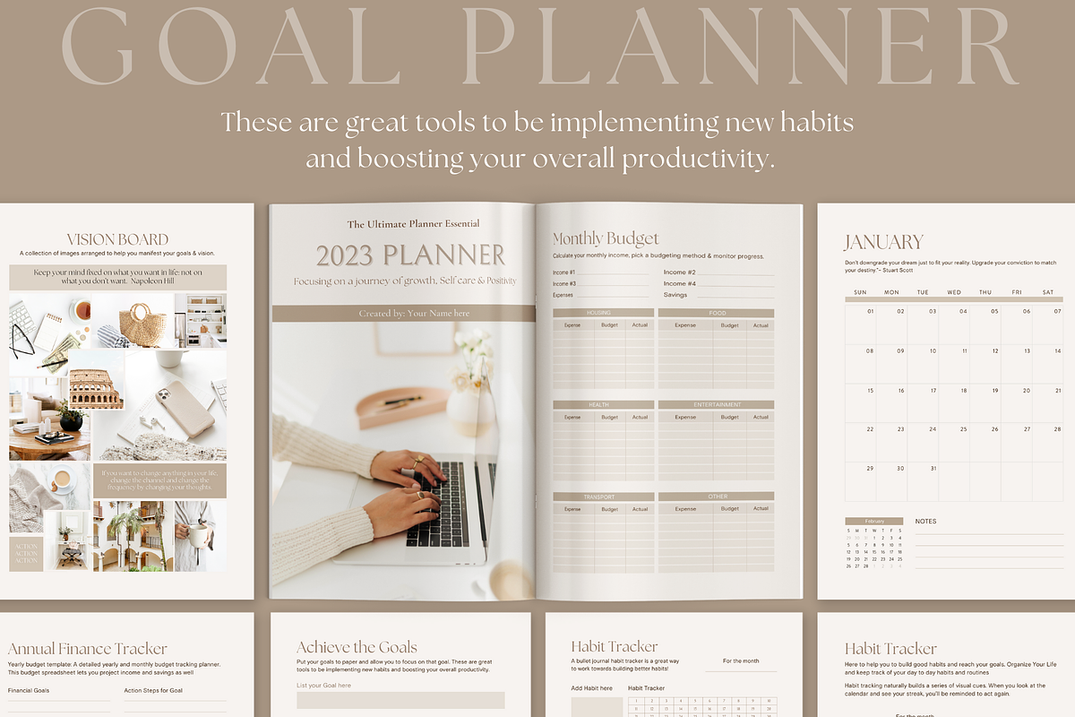 Goal Planner Workbook, Vision board, a Brochure Template by Design Lush Studio (Photo 7 of 7)