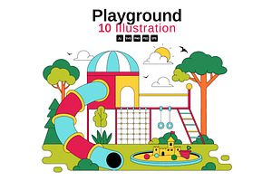 10 Playground Vector Illustration, an Object Illustration by denayunebgt