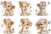 Baby Lion With Butterfly Clipart, an Illustration by CraftArtStudio (Thumbnail 4 of 6)