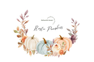 Pumpkin Boho Floral Leaves Clipart