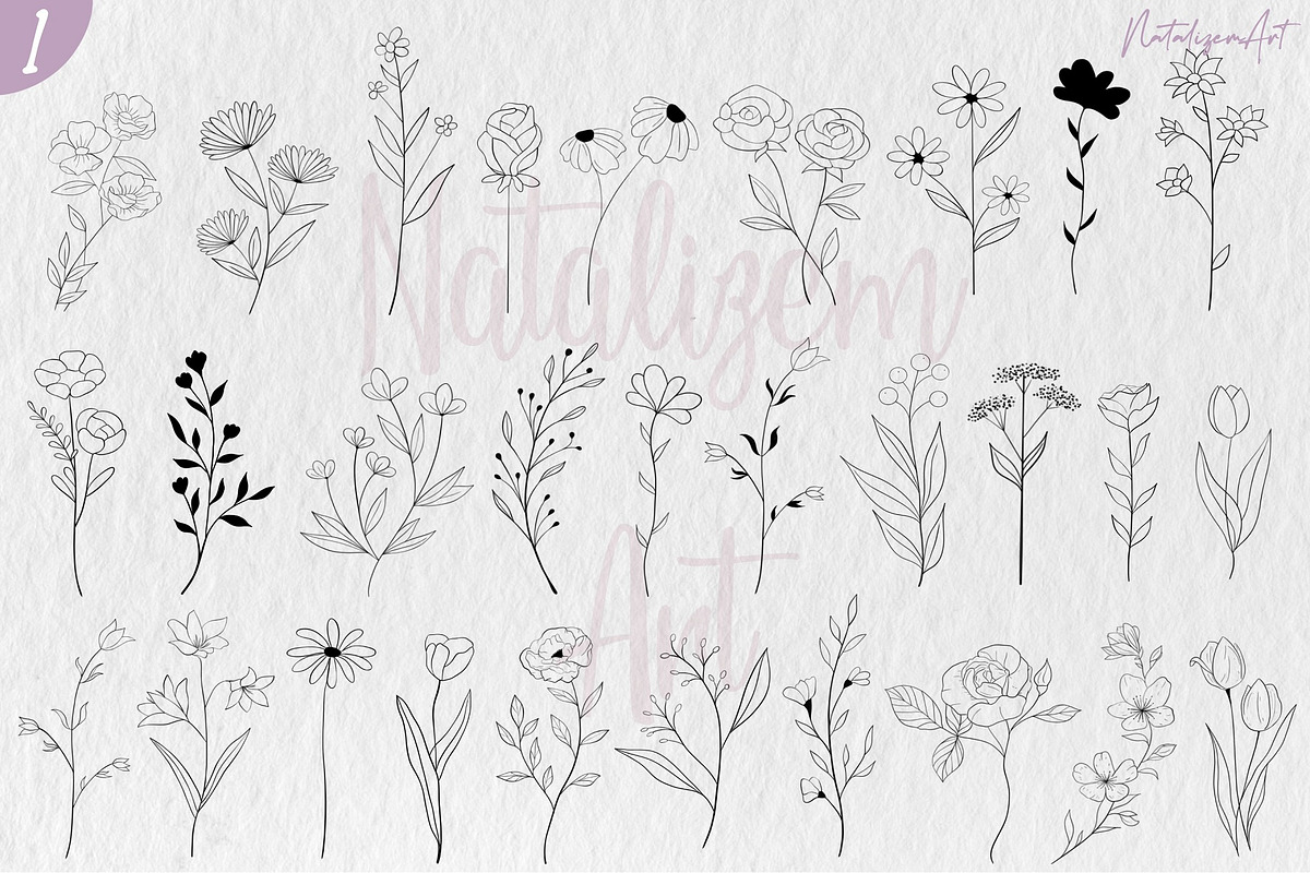 100 Flowers Procreate Stamps, a Brush Add-On by NataliArt (Photo 2 of 5)