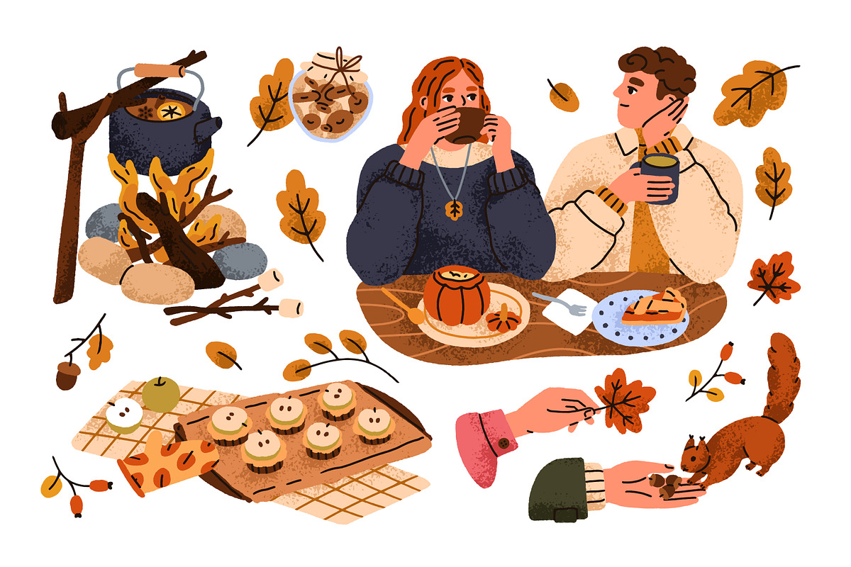 Cozy autumn mood. Hygge fall set, a Seasonal Illustration by Good Studio (Photo 2 of 6)