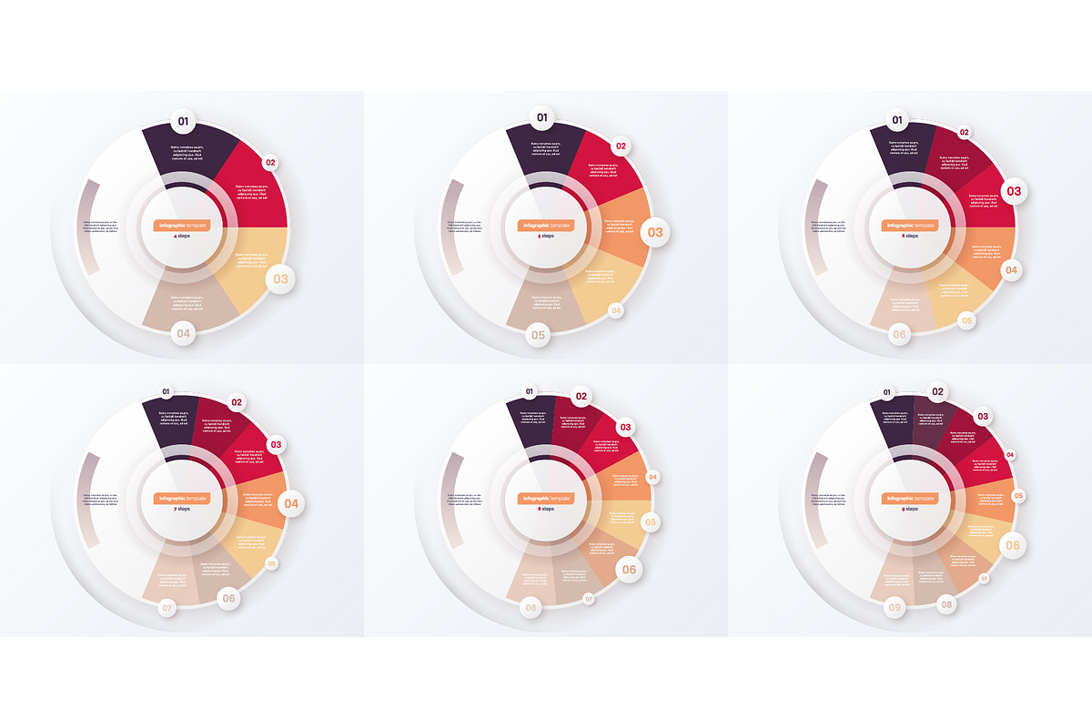 Set of circle infographic diagrams, a Templates & Theme by rikkyal
