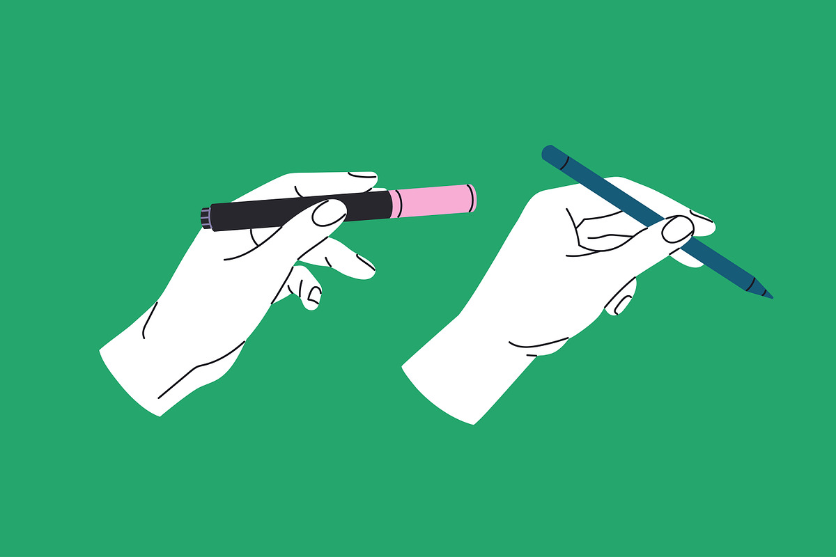 Artist hands holding stationery set, a Person Illustration by PaperTrident (Photo 4 of 8)