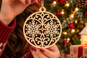 Double Snowflake Ornament SVG File