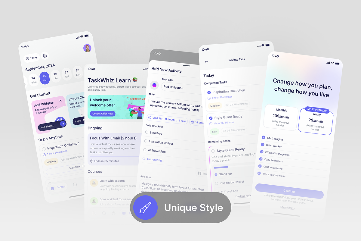 TaskWhiz Planning App UI Kit, an UI Kit Template by floxui (Photo 9 of 9)