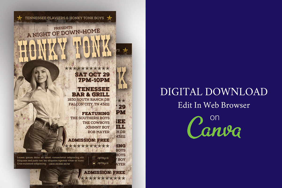 Honky Tonk Country Flyer Template preview 5