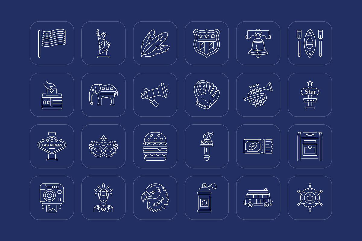 Animated American Icon Art Set, an Outline Icon by Prosymbols (Photo 3 of 4)
